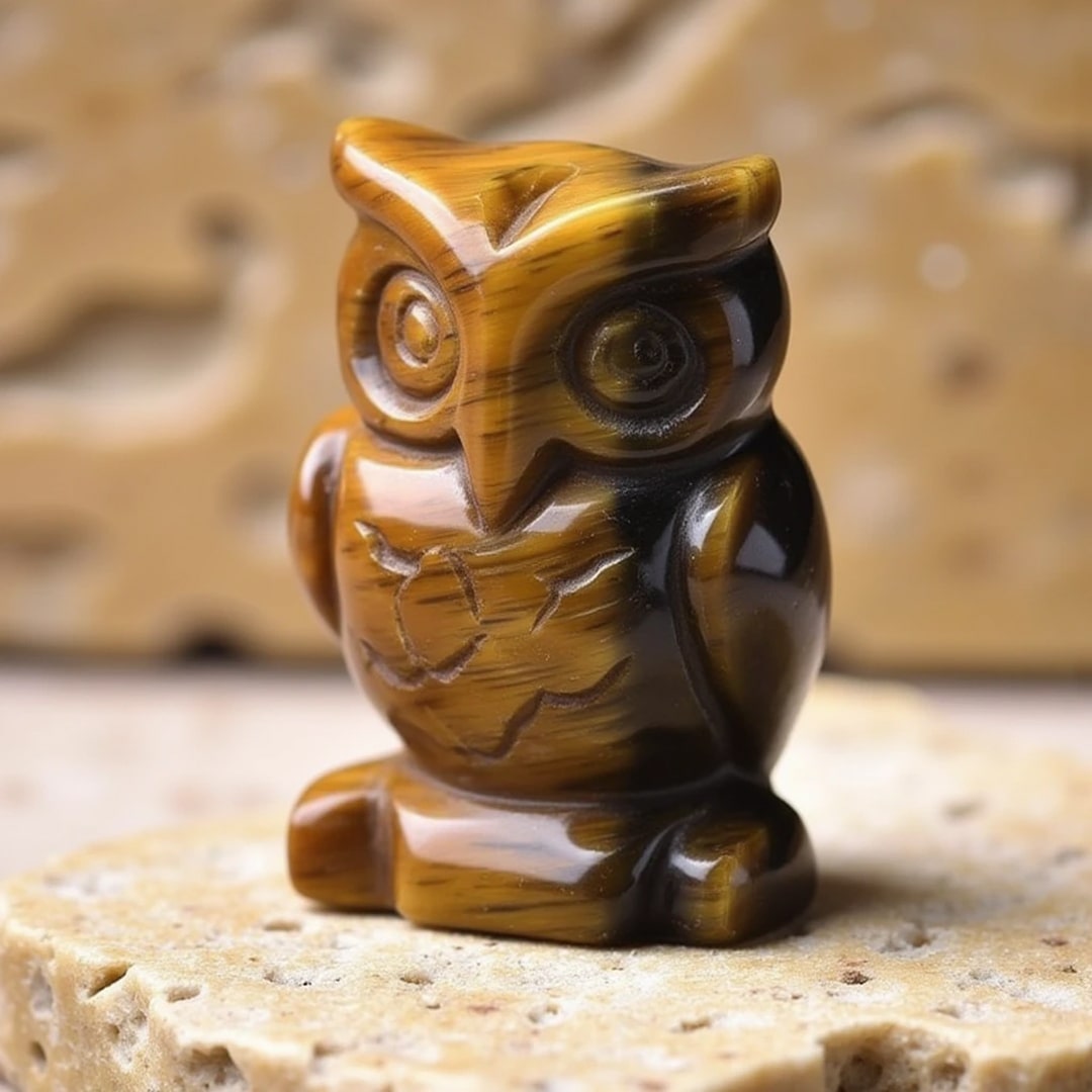 Natural Stone Owl Totem