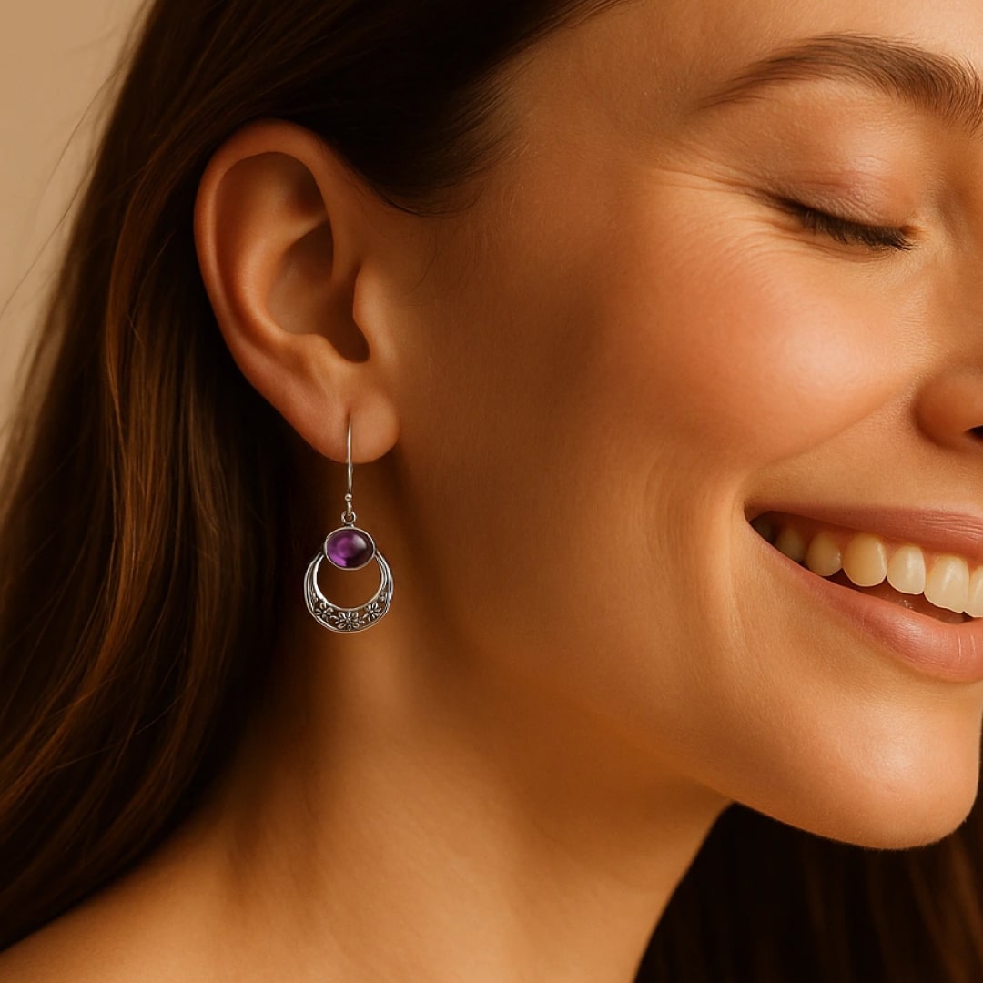 "Feminine Wisdom" "Earrings in Amethyst & Silver
