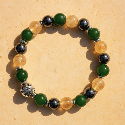 “Supreme Luck” Premium Bracelet in Jade, Citrine & Hematite