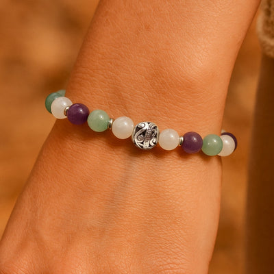 “Moment of Calm” Bracelet in Aventurine, Amethyst & Moonstone