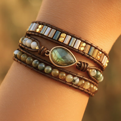 “Protection” Wrap Bracelet in Labradorite