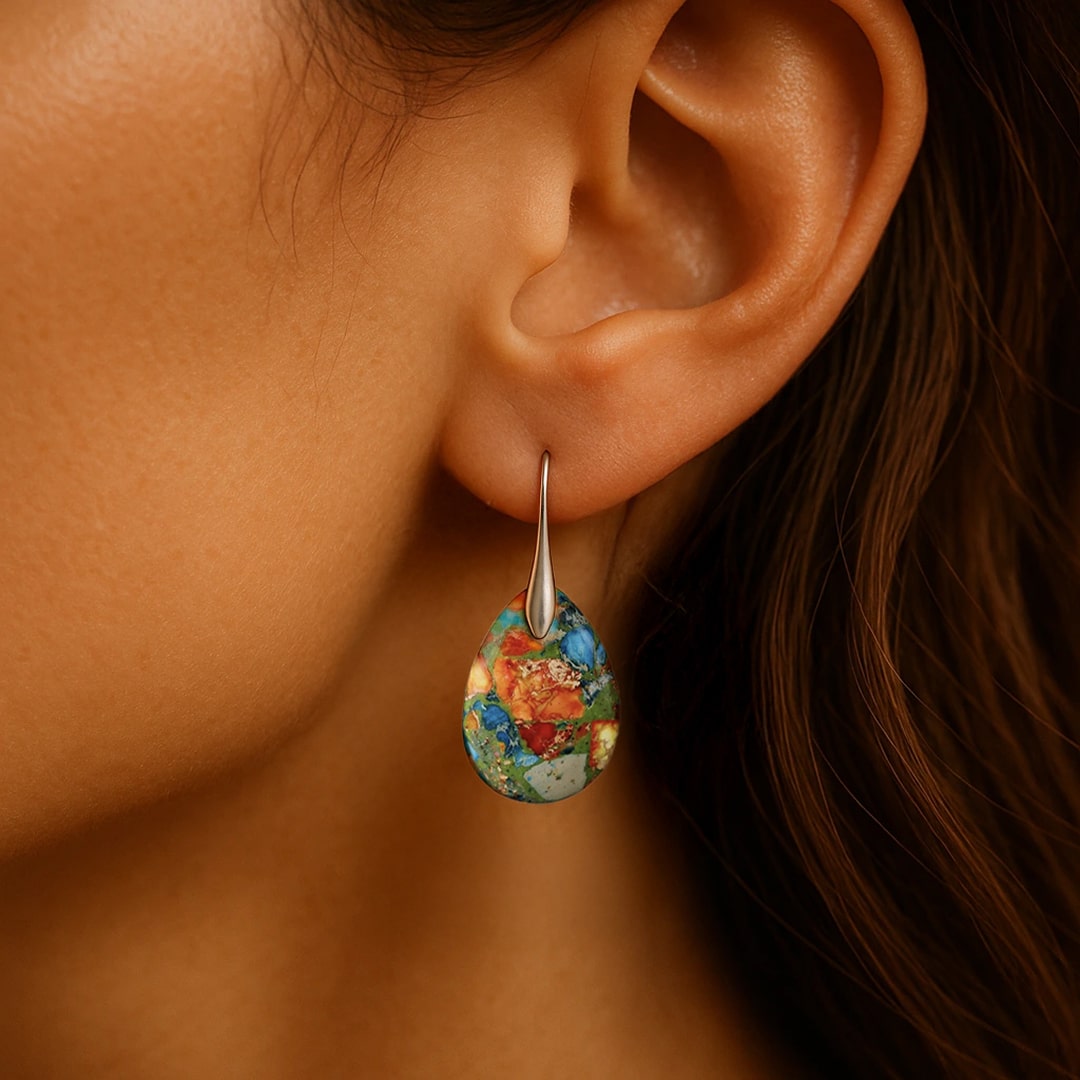 "Harlequin Drops" Jasper Earrings