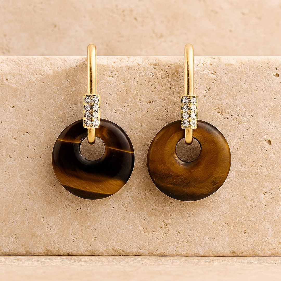 “Mineral Glow” Hoop Earrings in Natural Stone