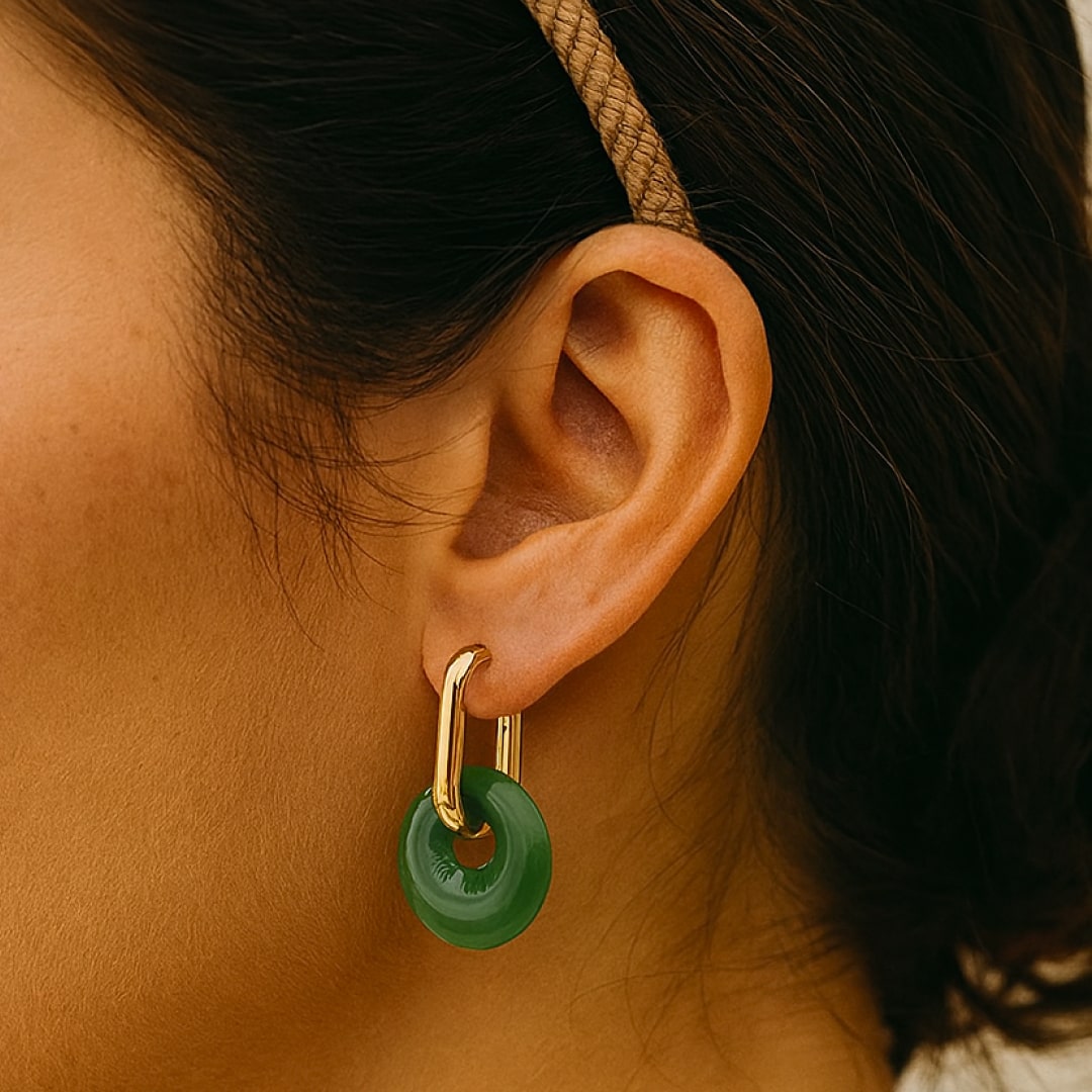 “Mineral Glow” Hoop Earrings in Natural Stone