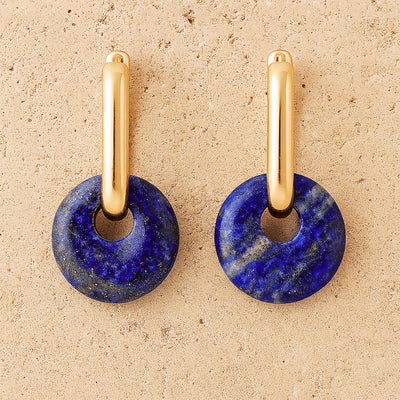“Mineral Glow” Hoop Earrings in Natural Stone