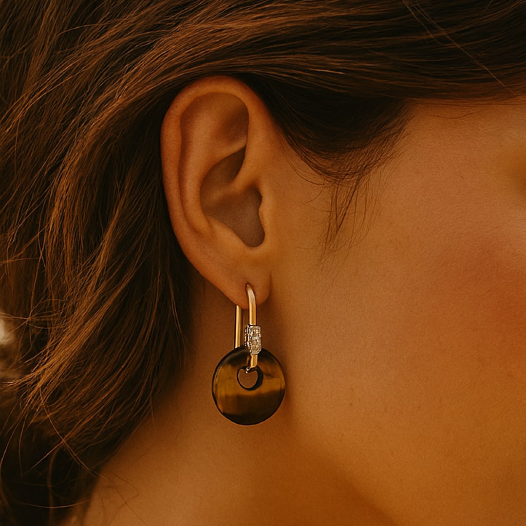 “Mineral Glow” Hoop Earrings in Natural Stone