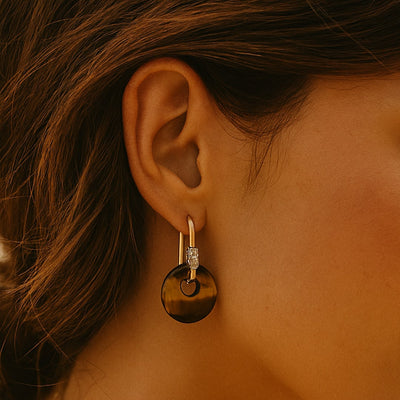 “Mineral Glow” Hoop Earrings in Natural Stone