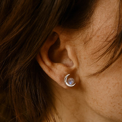 Earrings "Mystical Moons" in Labradorite & Silver