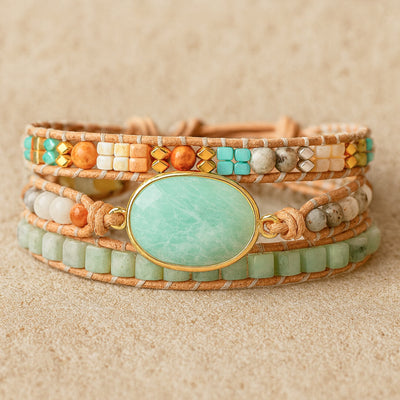 “Gentleness & Calm” Wrap Bracelet in Amazonite