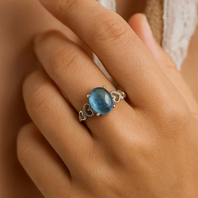 "Sea Crystal" Adjustable Ring in Aquamarine