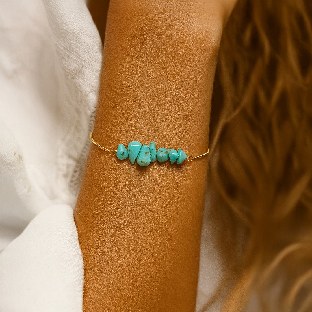 Thin Bracelet with Natural Irregular Stones