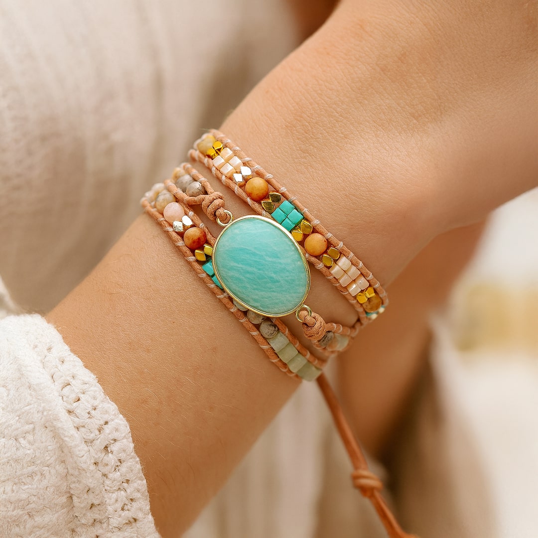 “Gentleness & Calm” Wrap Bracelet in Amazonite