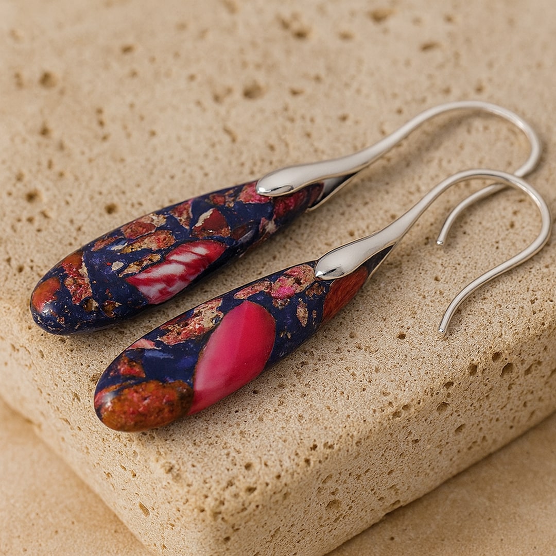 "Ethnic Tear" Jasper Earrings