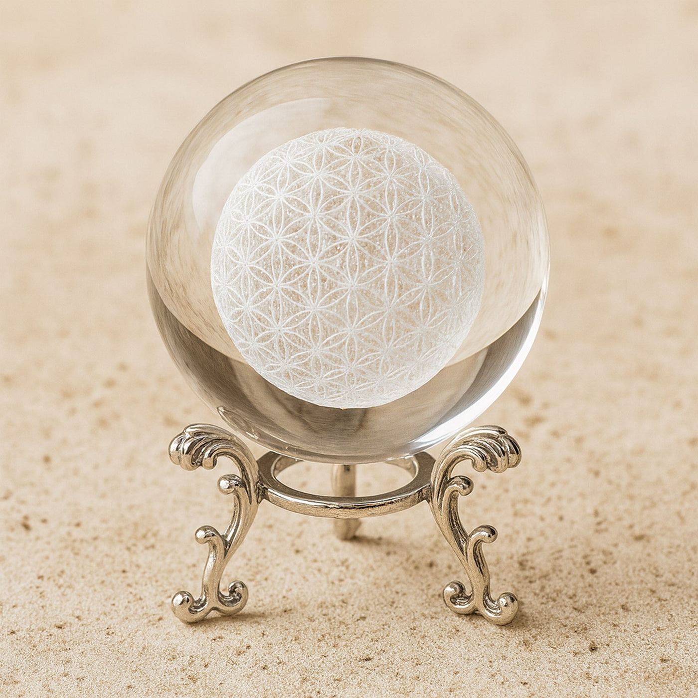 Crystal Ball Flower of Life with Stand