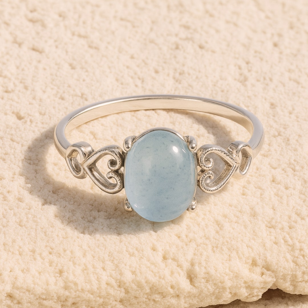 "Sea Crystal" Adjustable Ring in Aquamarine