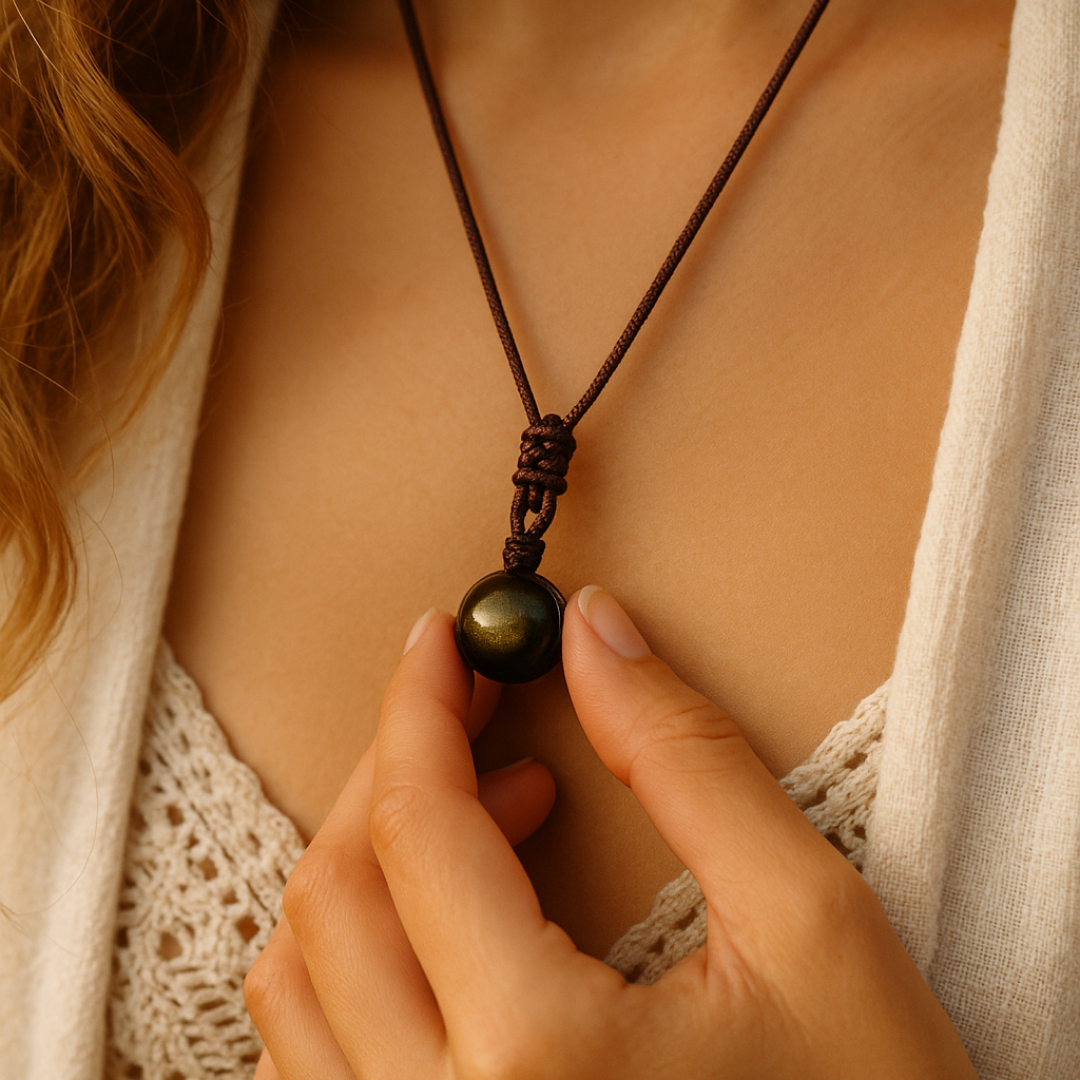 “Sphere” Pendant in Golden Obsidian