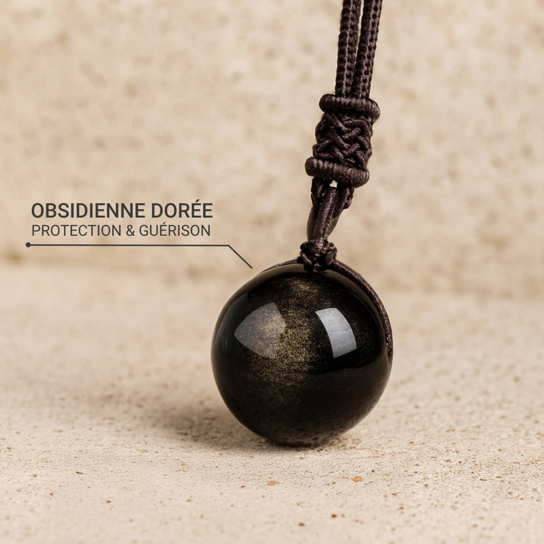“Sphere” Pendant in Golden Obsidian