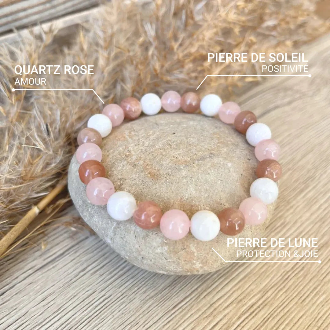 “Venus” Bracelet in Sunstone, Rose Quartz & Moonstone