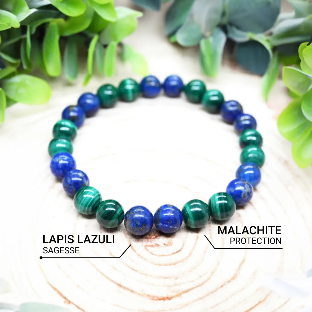 Emotional Well-Being Bracelet in Lapis Lazuli & Malachite