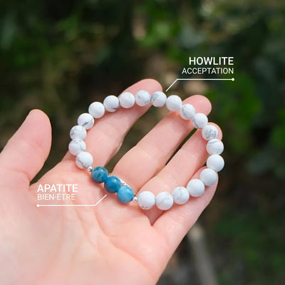 “Slimming” Bracelet in Apatite & Howlite