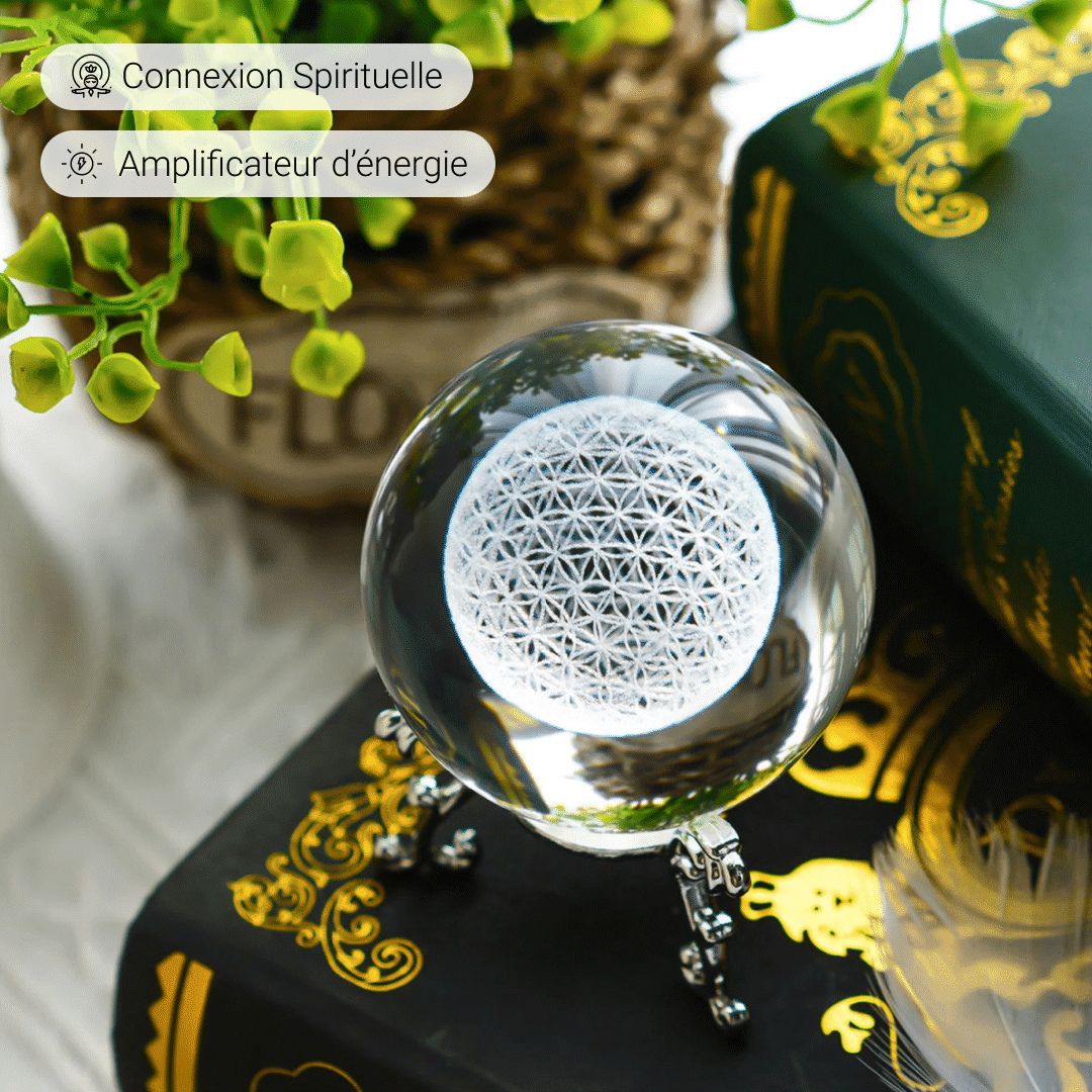 Crystal Ball Flower of Life with Stand