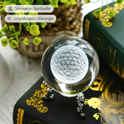 Crystal Ball Flower of Life with Stand