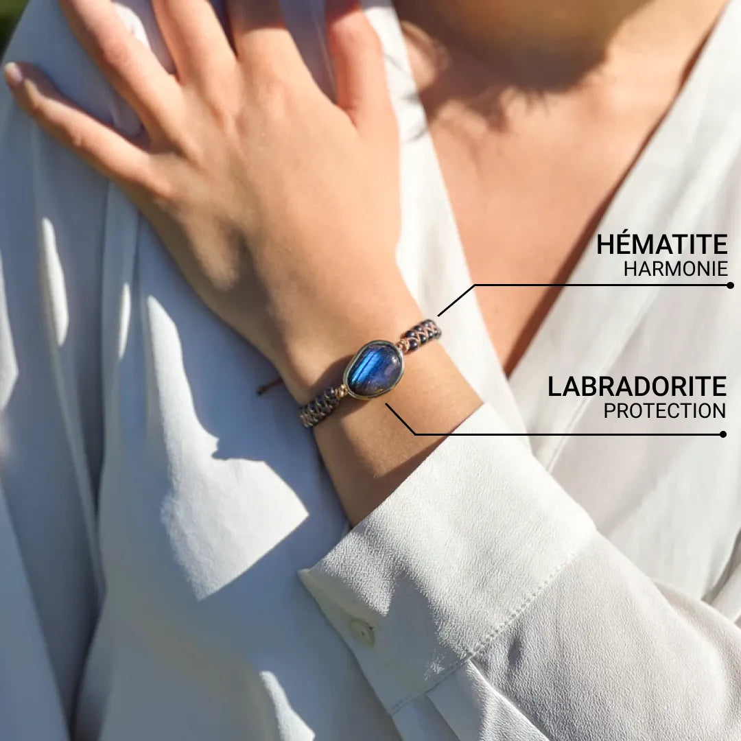 “Celestial Eye” Bracelet in Labradorite & Hematite