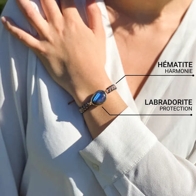 “Celestial Eye” Bracelet in Labradorite & Hematite
