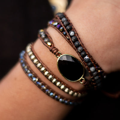 “Grounding & Security” Wrap Bracelet in Onyx