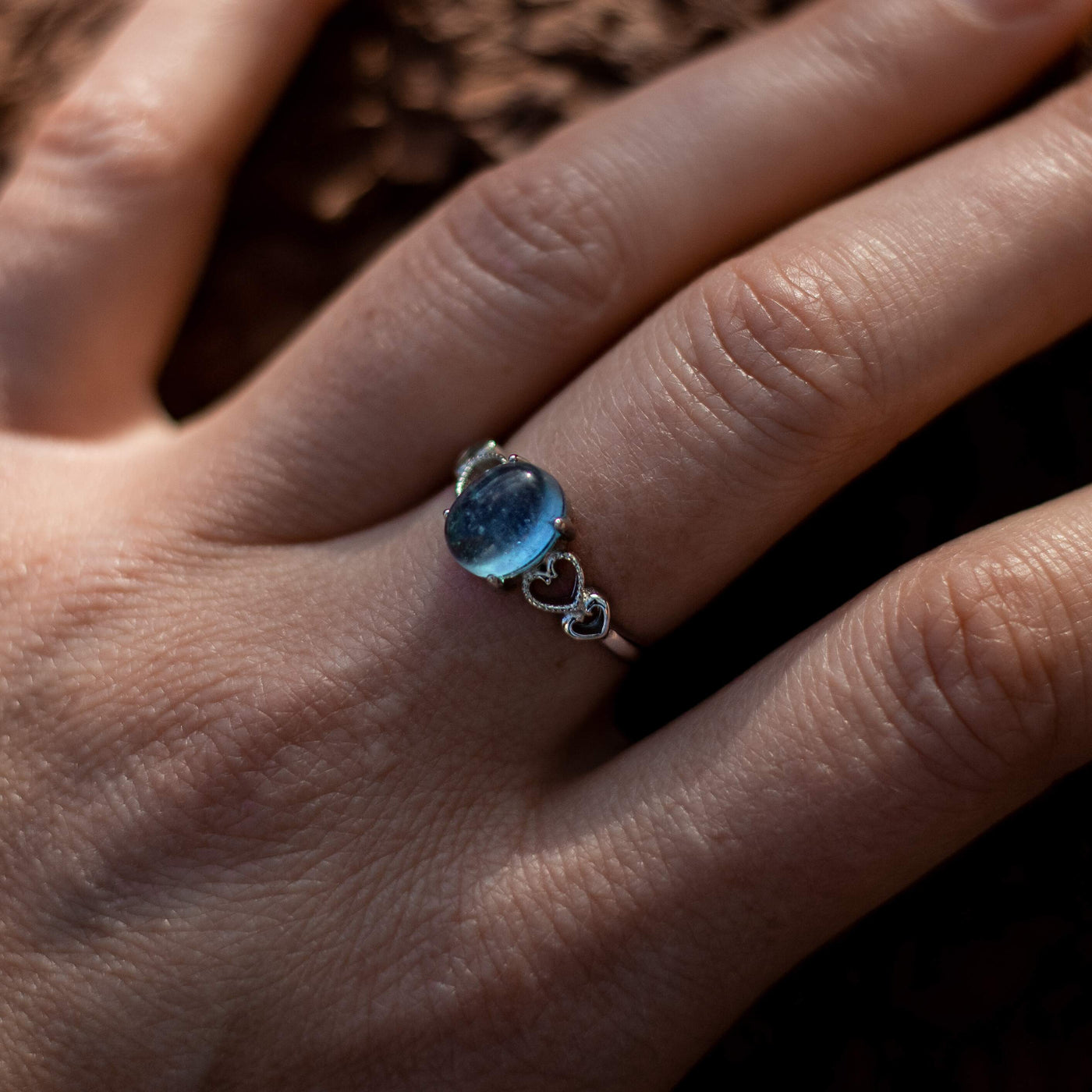 "Sea Crystal" Adjustable Ring in Aquamarine