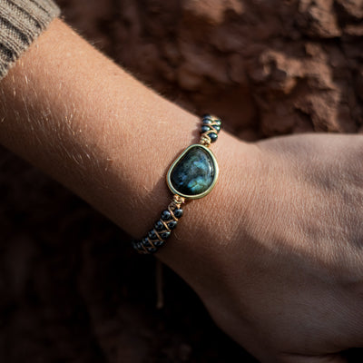 “Celestial Eye” Bracelet in Labradorite & Hematite