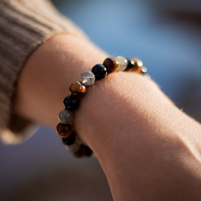 “Ultimate Protection” Bracelet in Tourmaline, Tiger’s Eye & Labradorite