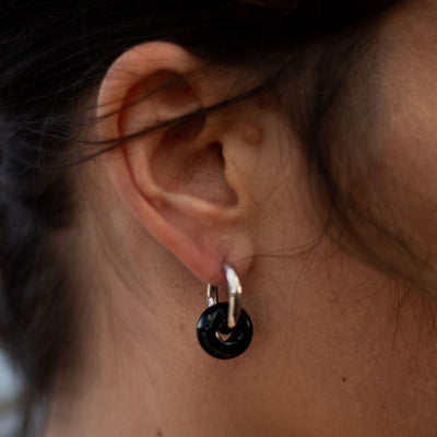 "Double Hoop" Natural Stone Earrings