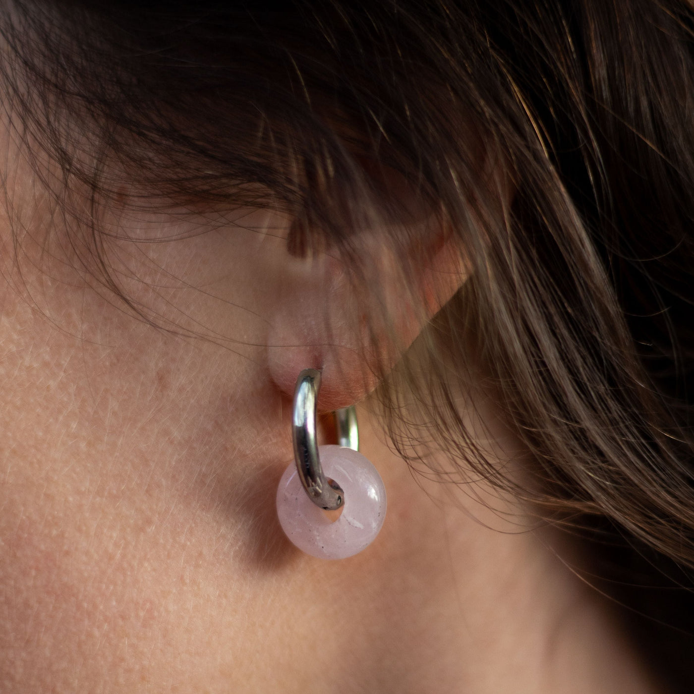 "Double Hoop" Natural Stone Earrings