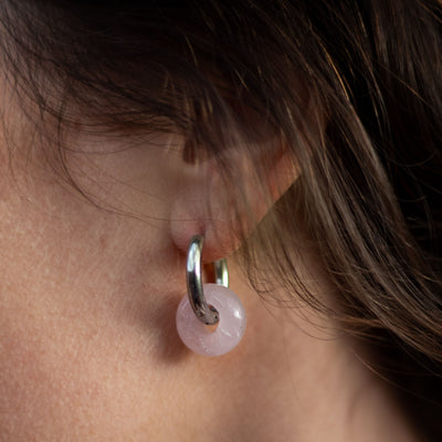 "Double Hoop" Natural Stone Earrings