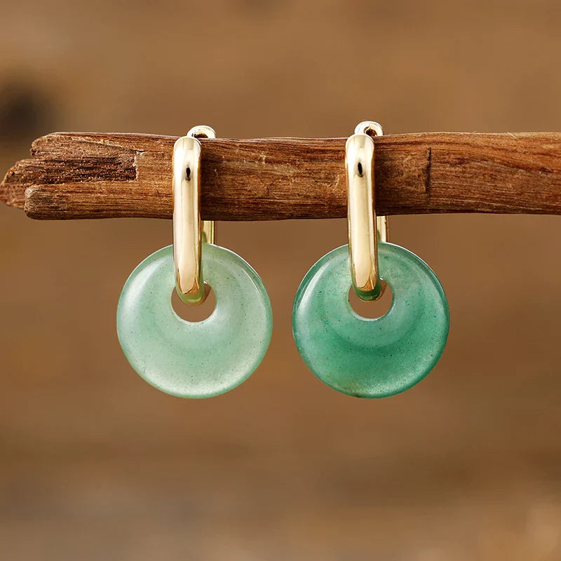 “Mineral Glow” Hoop Earrings in Natural Stone