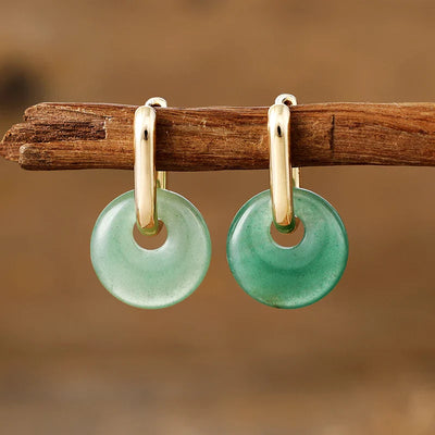 “Mineral Glow” Hoop Earrings in Natural Stone