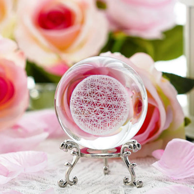 Crystal Ball Flower of Life with Stand