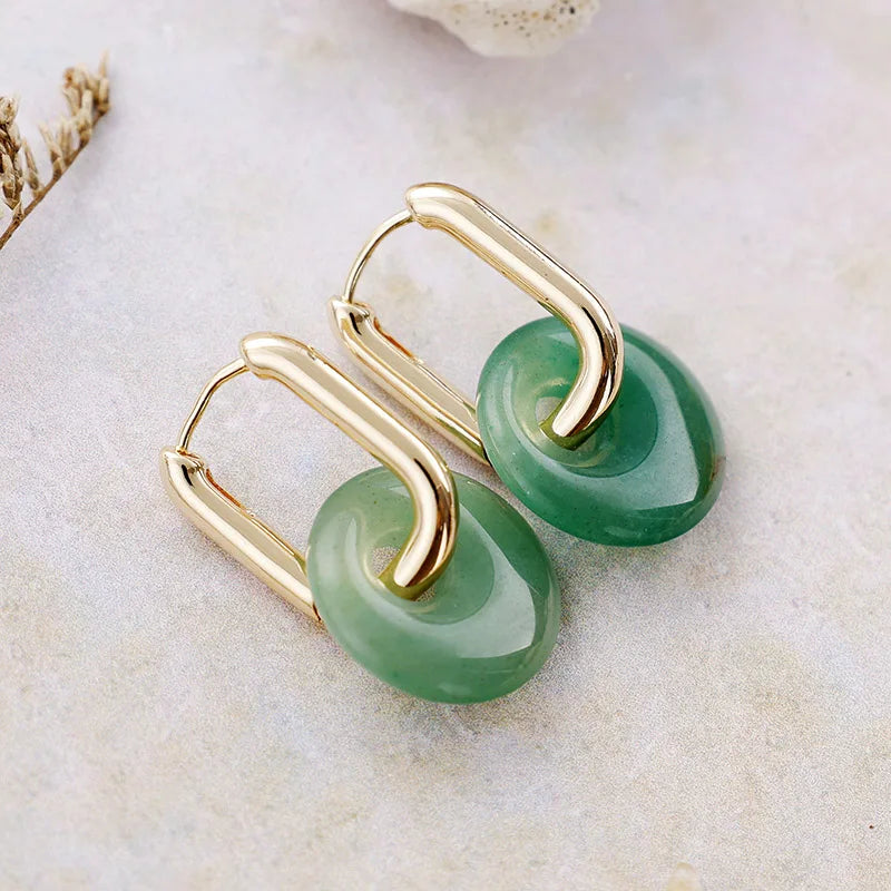“Mineral Glow” Hoop Earrings in Natural Stone