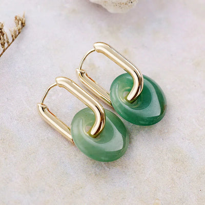 “Mineral Glow” Hoop Earrings in Natural Stone