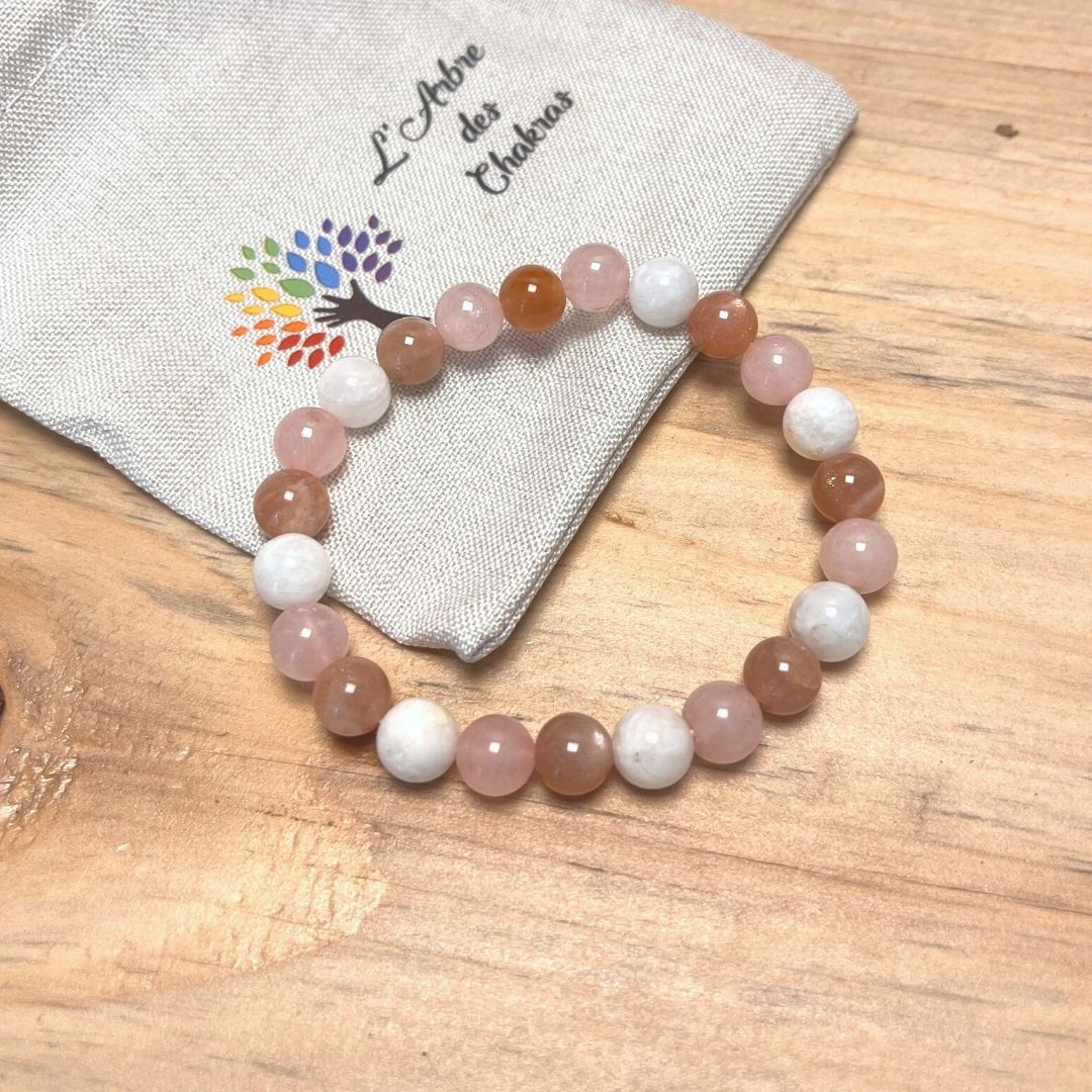 “Venus” Bracelet in Sunstone, Rose Quartz & Moonstone