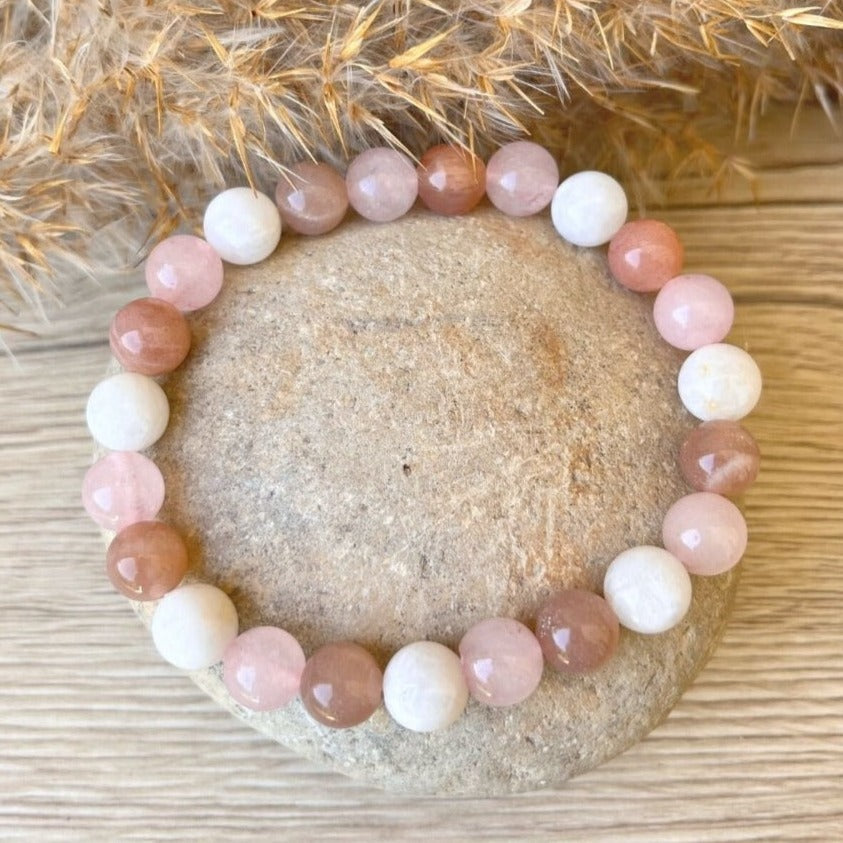 “Venus” Bracelet in Sunstone, Rose Quartz & Moonstone