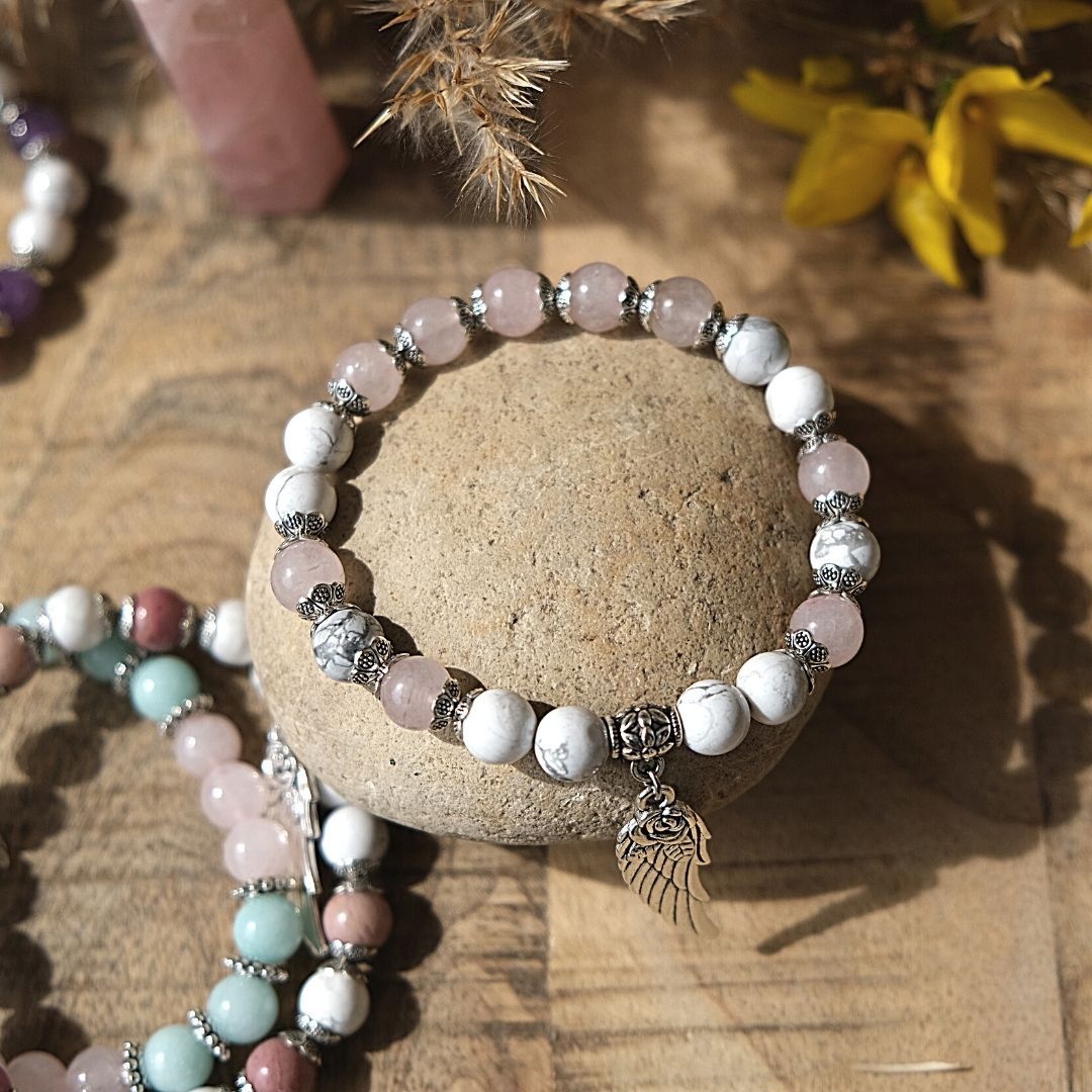 Angel Wing Bracelet in Natural Stones
