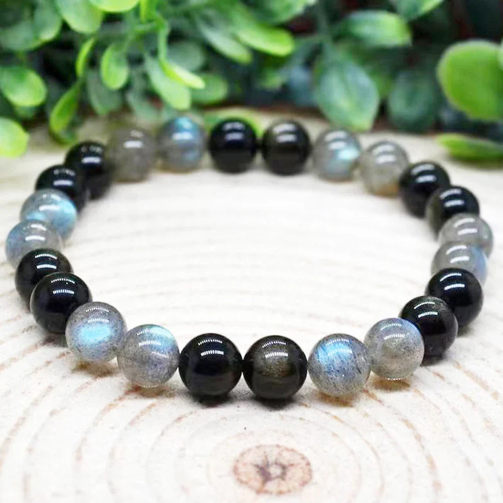 “Spiritual Refuge” Bracelet in Labradorite & Golden Obsidian