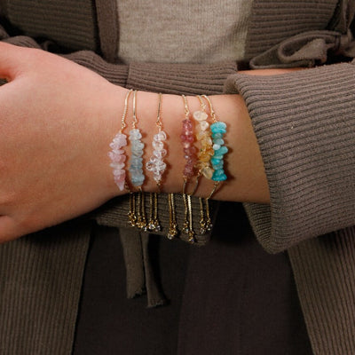 Thin Bracelet with Natural Irregular Stones