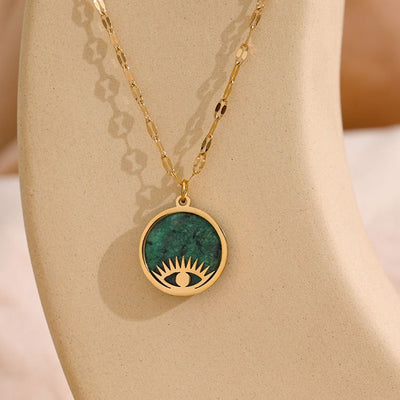African Turquoise with Evil Eye Nazar Pendant Necklace for Protection & Spiritual Growth
