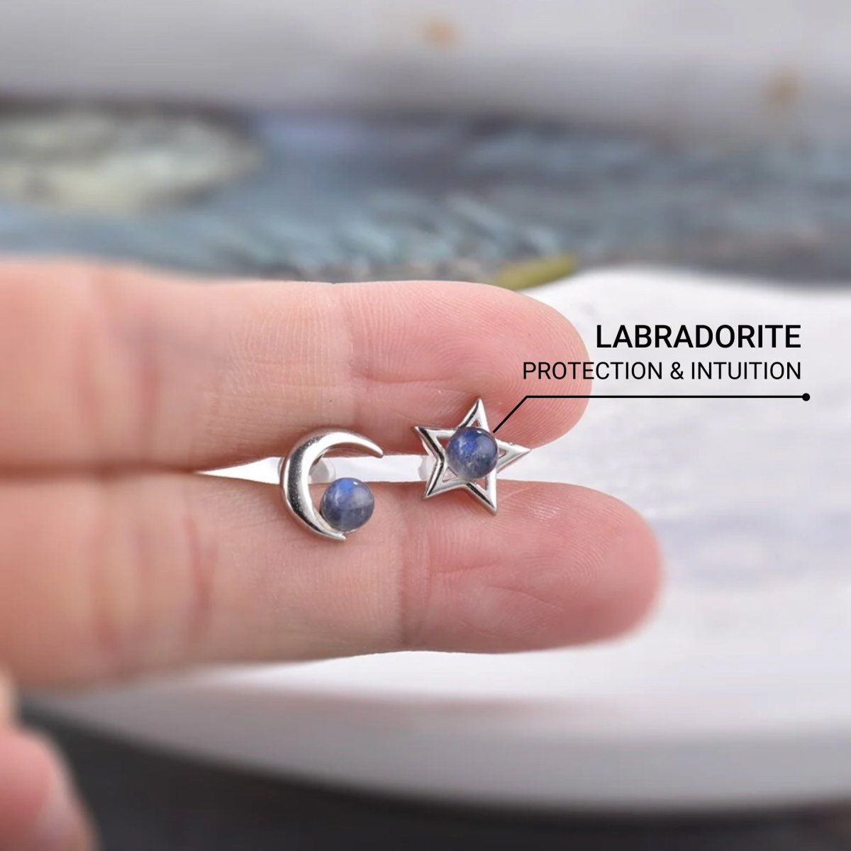 "Luna Star" Labradorite & Silver Earrings