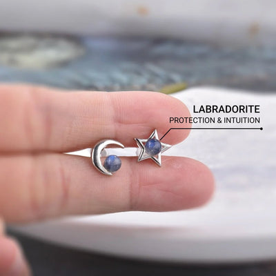 "Luna Star" Labradorite & Silver Earrings