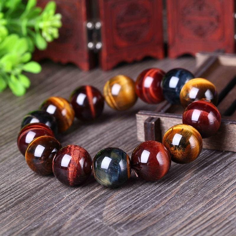 “Triple Eye” Bracelet in Tiger’s Eye, Bull’s Eye & Hawk’s Eye