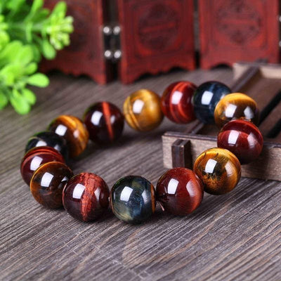 “Triple Eye” Bracelet in Tiger’s Eye, Bull’s Eye & Hawk’s Eye